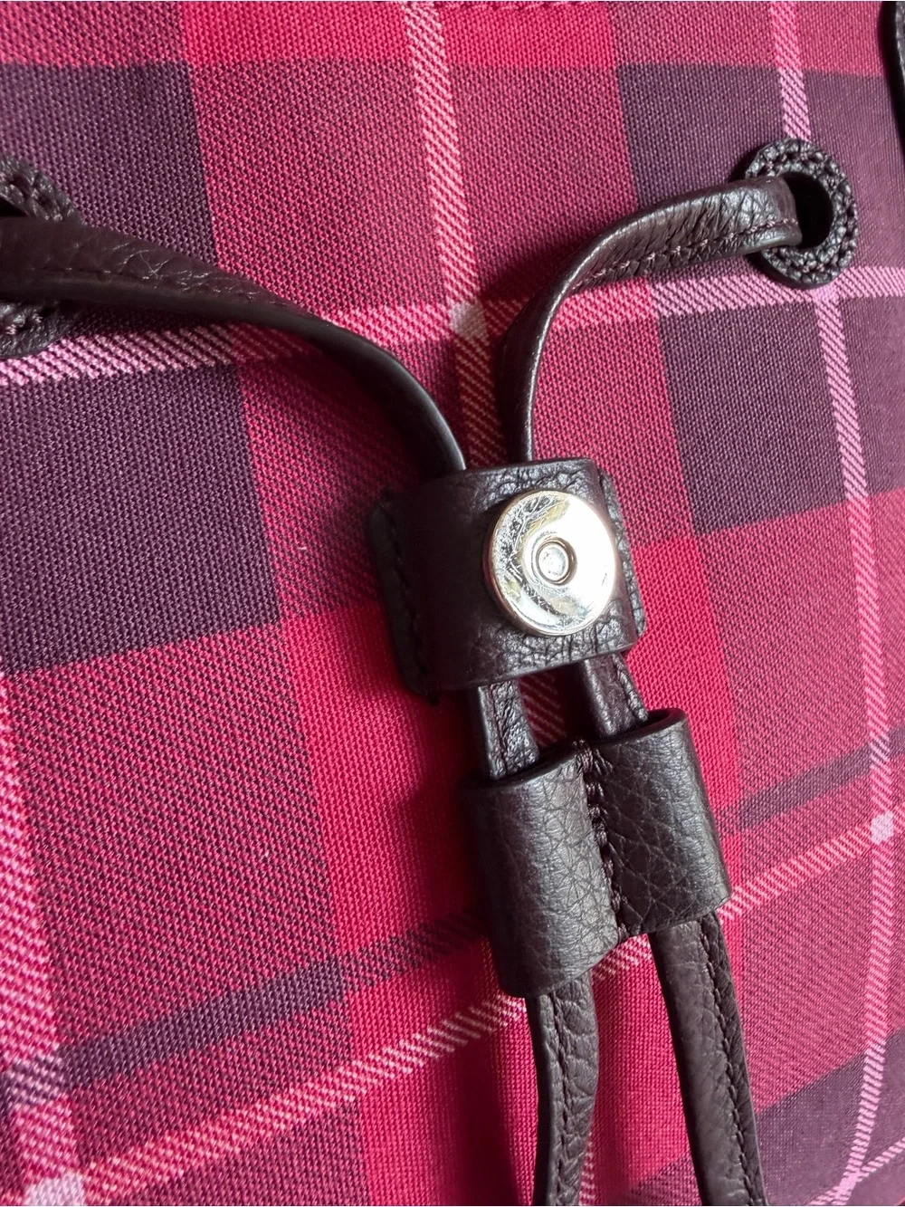 kate spade Leila red and black plaid Backpack with leather trim Near new - Picture 9 of 14